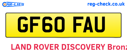 GF60FAU are the vehicle registration plates.