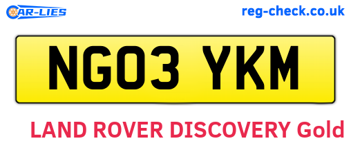 NG03YKM are the vehicle registration plates.