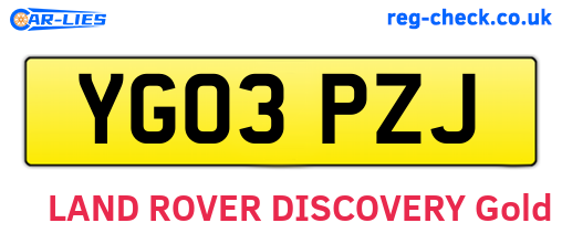 YG03PZJ are the vehicle registration plates.
