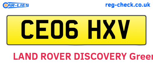 CE06HXV are the vehicle registration plates.