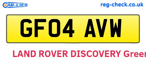 GF04AVW are the vehicle registration plates.