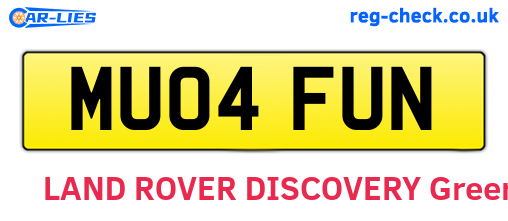 MU04FUN are the vehicle registration plates.