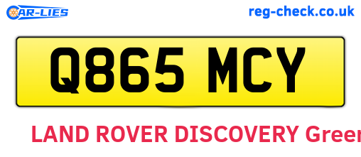 Q865MCY are the vehicle registration plates.