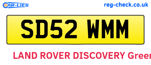 SD52WMM are the vehicle registration plates.
