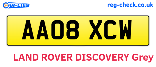 AA08XCW are the vehicle registration plates.