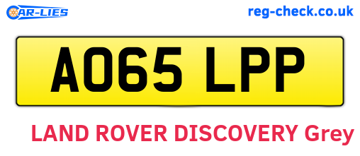 AO65LPP are the vehicle registration plates.