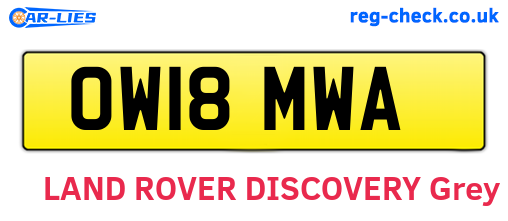 OW18MWA are the vehicle registration plates.