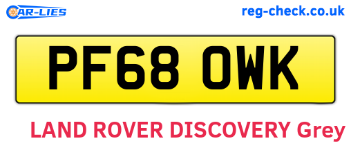 PF68OWK are the vehicle registration plates.