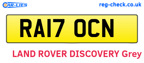 RA17OCN are the vehicle registration plates.