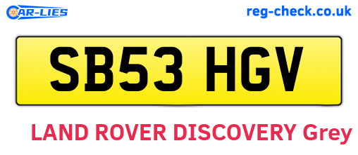 SB53HGV are the vehicle registration plates.