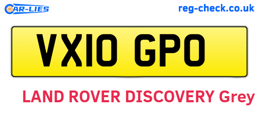VX10GPO are the vehicle registration plates.