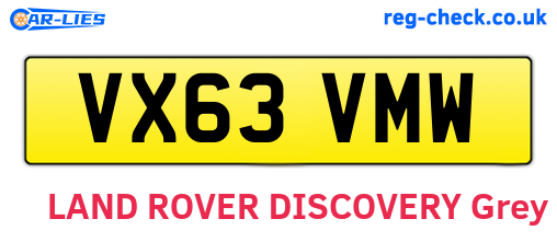 VX63VMW are the vehicle registration plates.