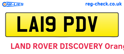LA19PDV are the vehicle registration plates.