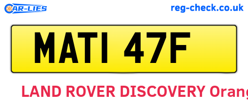 MAT147F are the vehicle registration plates.