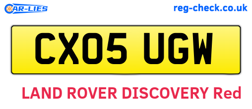 CX05UGW are the vehicle registration plates.