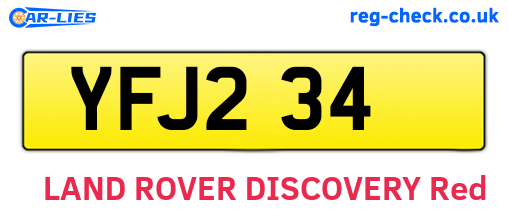 YFJ234 are the vehicle registration plates.