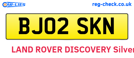 BJ02SKN are the vehicle registration plates.