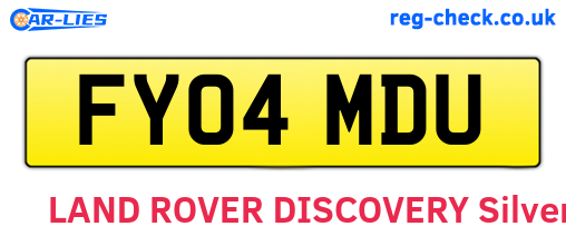 FY04MDU are the vehicle registration plates.