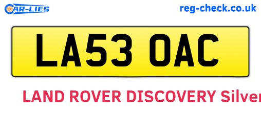 LA53OAC are the vehicle registration plates.
