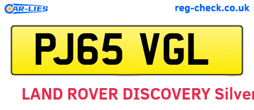 PJ65VGL are the vehicle registration plates.
