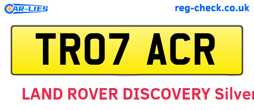 TR07ACR are the vehicle registration plates.