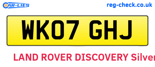 WK07GHJ are the vehicle registration plates.