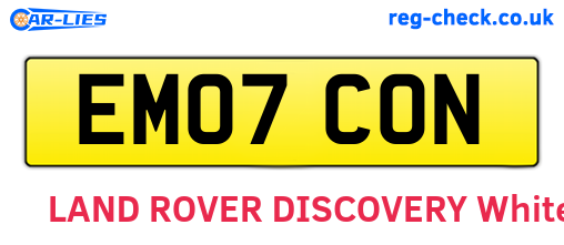 EM07CON are the vehicle registration plates.