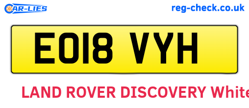 EO18VYH are the vehicle registration plates.