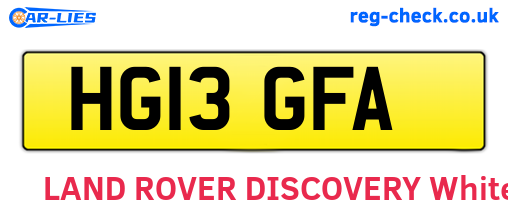 HG13GFA are the vehicle registration plates.