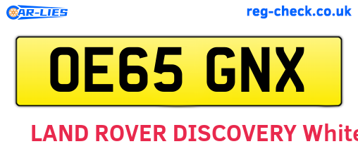 OE65GNX are the vehicle registration plates.
