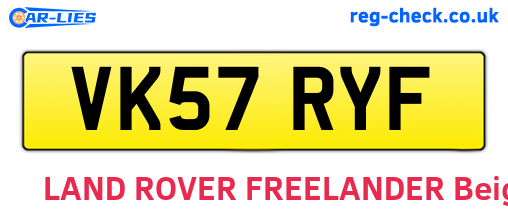 VK57RYF are the vehicle registration plates.