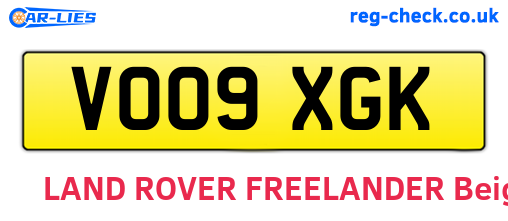 VO09XGK are the vehicle registration plates.