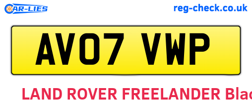AV07VWP are the vehicle registration plates.