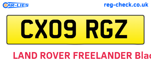CX09RGZ are the vehicle registration plates.