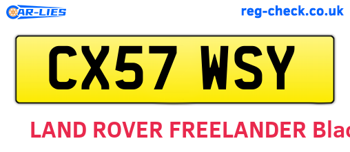 CX57WSY are the vehicle registration plates.