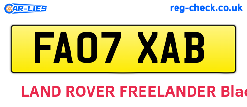 FA07XAB are the vehicle registration plates.