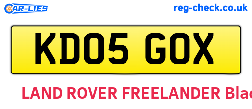 KD05GOX are the vehicle registration plates.