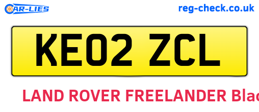 KE02ZCL are the vehicle registration plates.