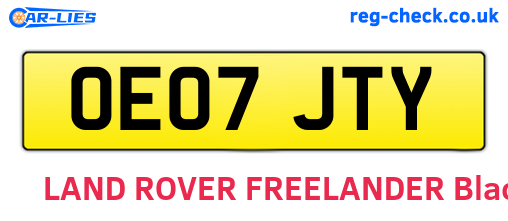 OE07JTY are the vehicle registration plates.
