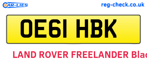 OE61HBK are the vehicle registration plates.