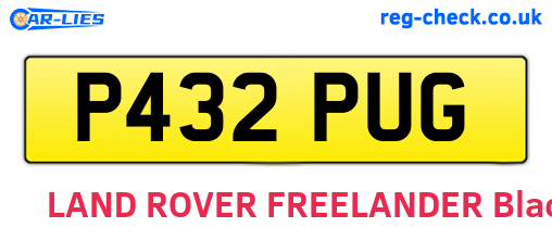 P432PUG are the vehicle registration plates.