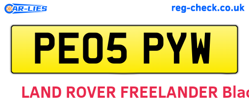 PE05PYW are the vehicle registration plates.