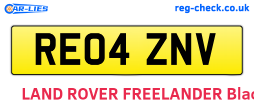 RE04ZNV are the vehicle registration plates.