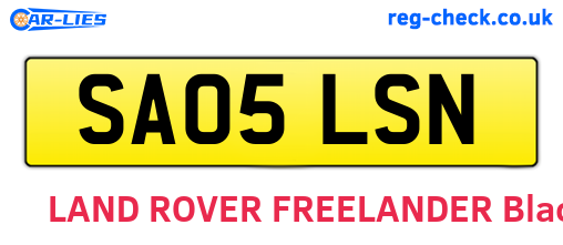 SA05LSN are the vehicle registration plates.