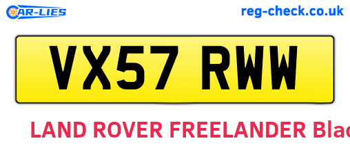 VX57RWW are the vehicle registration plates.