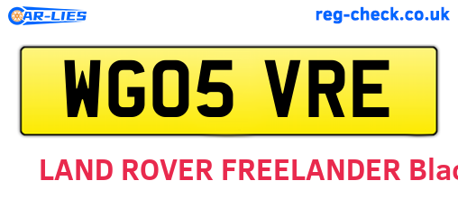 WG05VRE are the vehicle registration plates.