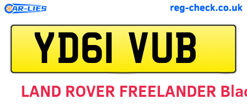 YD61VUB are the vehicle registration plates.