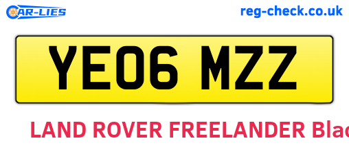 YE06MZZ are the vehicle registration plates.