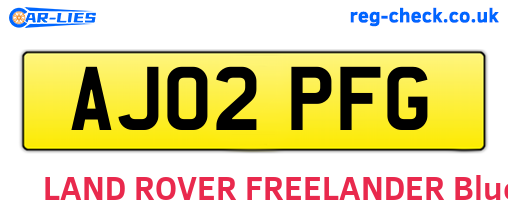 AJ02PFG are the vehicle registration plates.