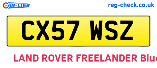 CX57WSZ are the vehicle registration plates.